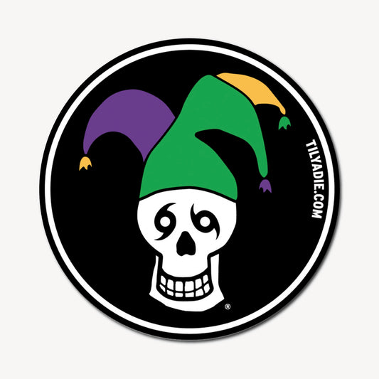 Jester Sticker · Skull Mardi Gras