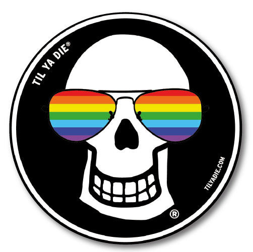 Pride Til Ya Die Sticker - Skull Edition - Aviators Rainbow