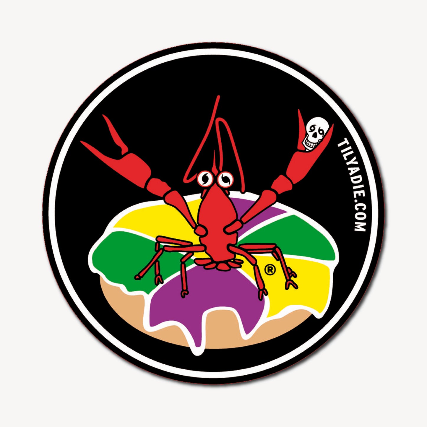 Crawfish King Cake Sticker