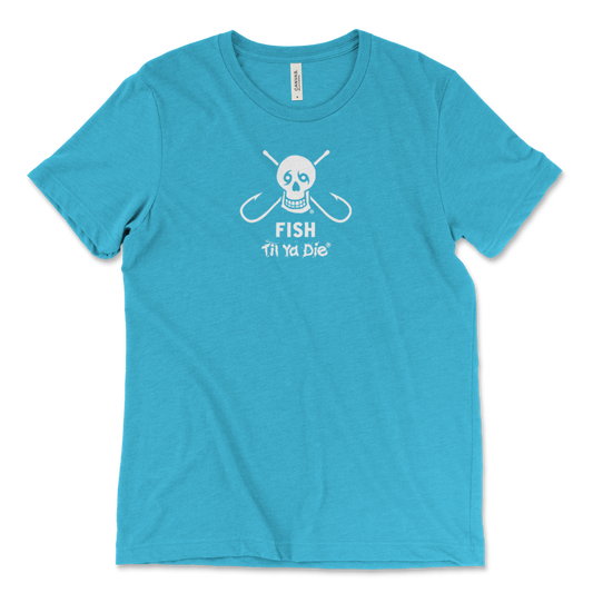Fish Skull Hooks Tee Aqua
