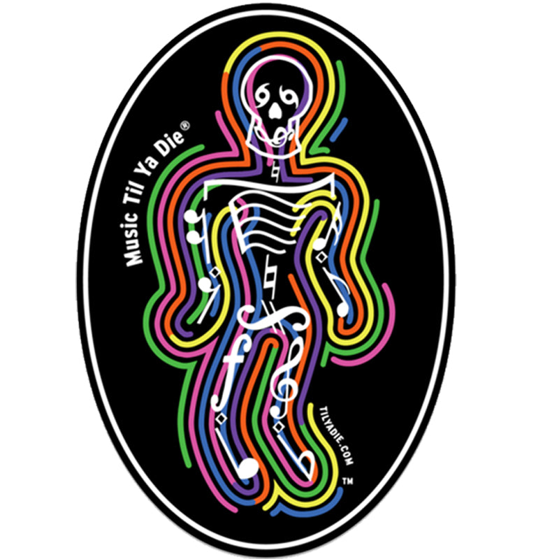 Music Til Ya Die Oval Sticker · SKULL