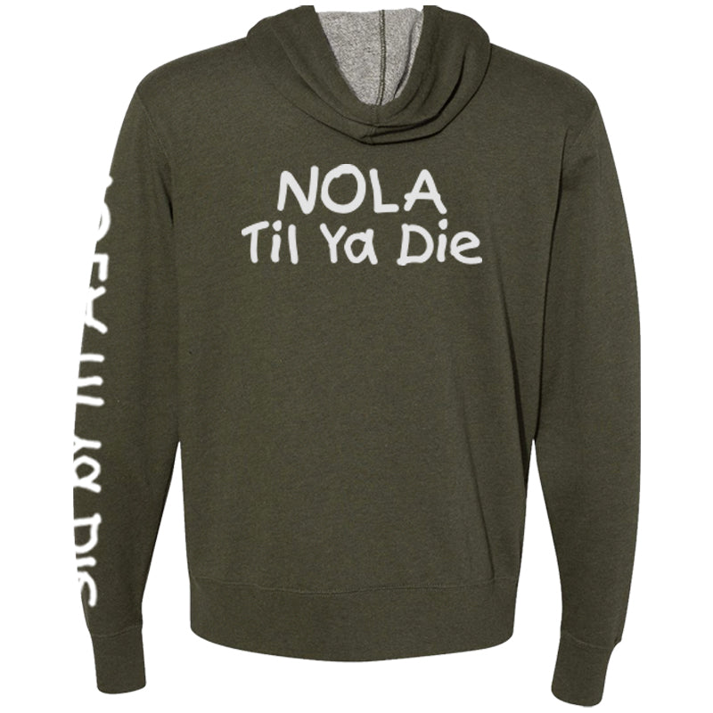 Nola Til Ya Die Thumbhole Zip Hoodie