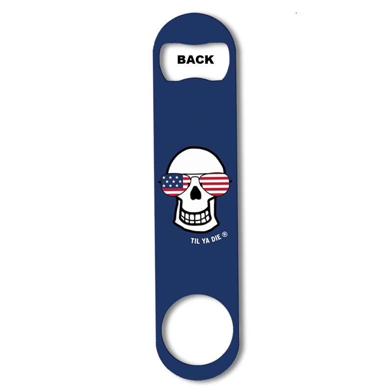 USA Aviators Skull Bottle Opener Blue