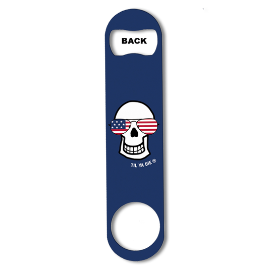 USA Aviators Skull Bottle Opener Blue