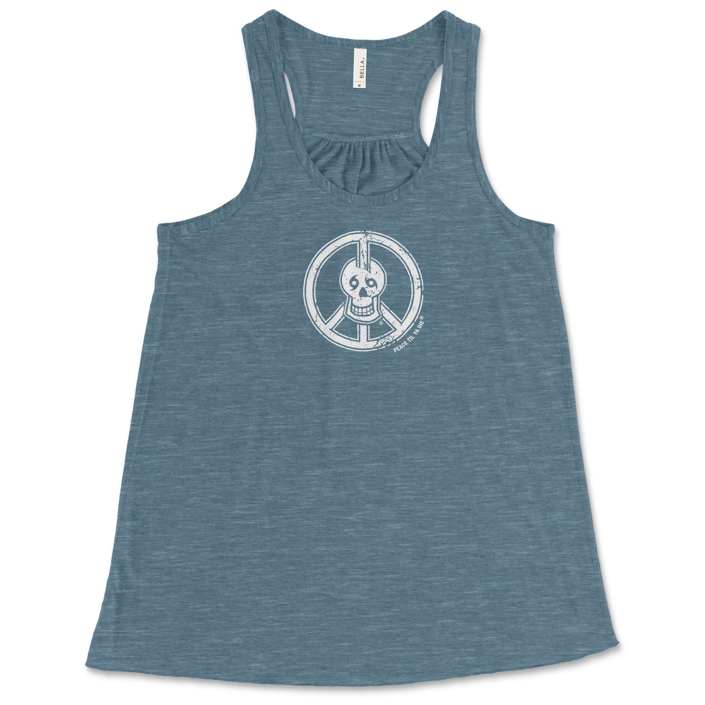 Peace Til Ya Die Racerback · Skull Peace Symbol