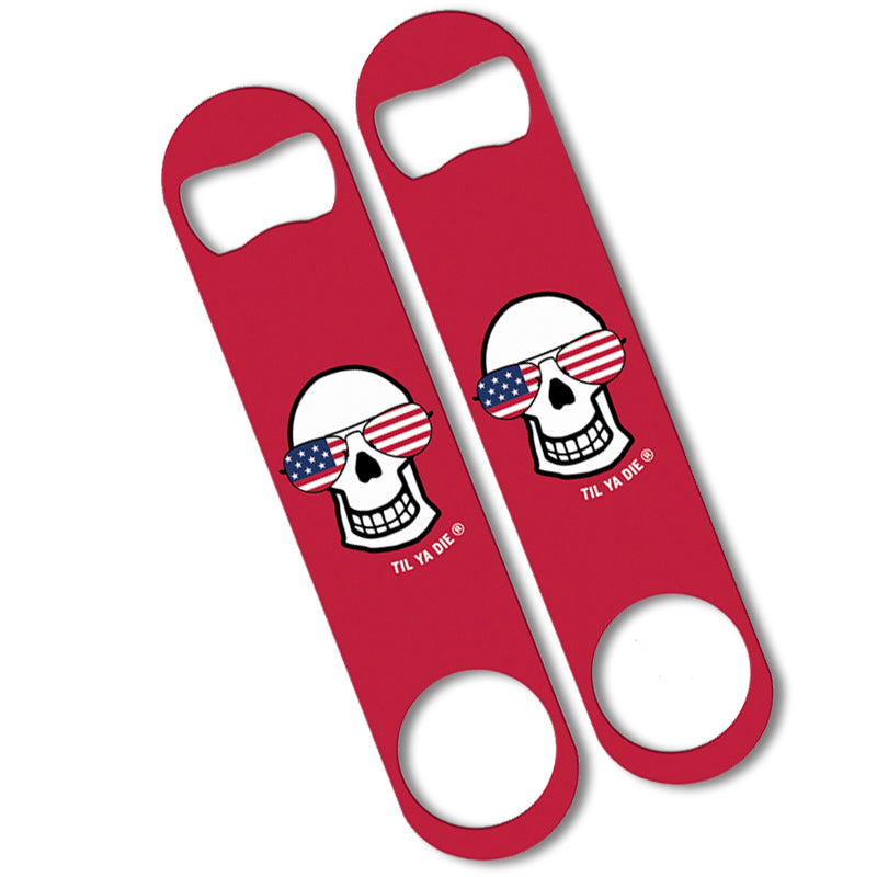 USA Aviators Skull Bottle Opener Red