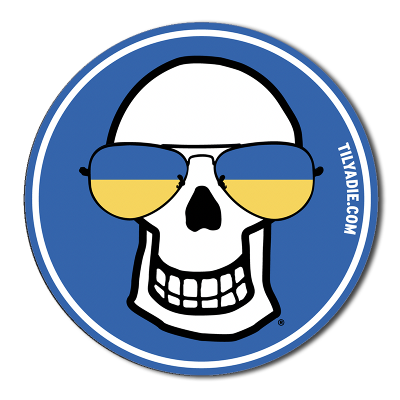 Ukraine Aviators Skull Sticker