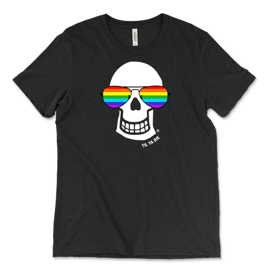 Pride Til Ya Die Tee - Skull Edition - Aviators Rainbow