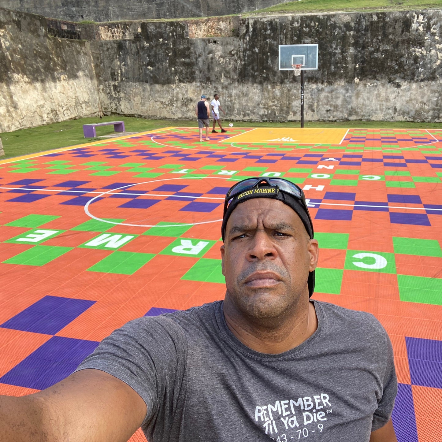 Recon Marine John Keller wearing one of his favorite shirts  Remember Til Ya Die.