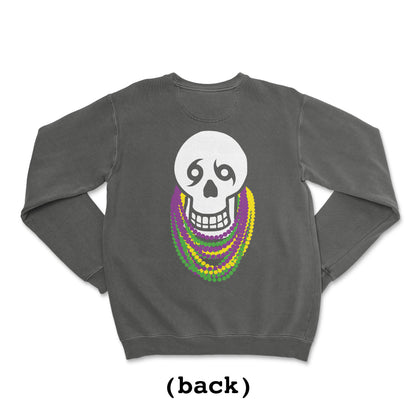Big Skull Mardi Gras Beads Sweatshirt