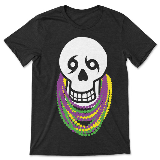 Big Skull Mardi Gras Beads Tee