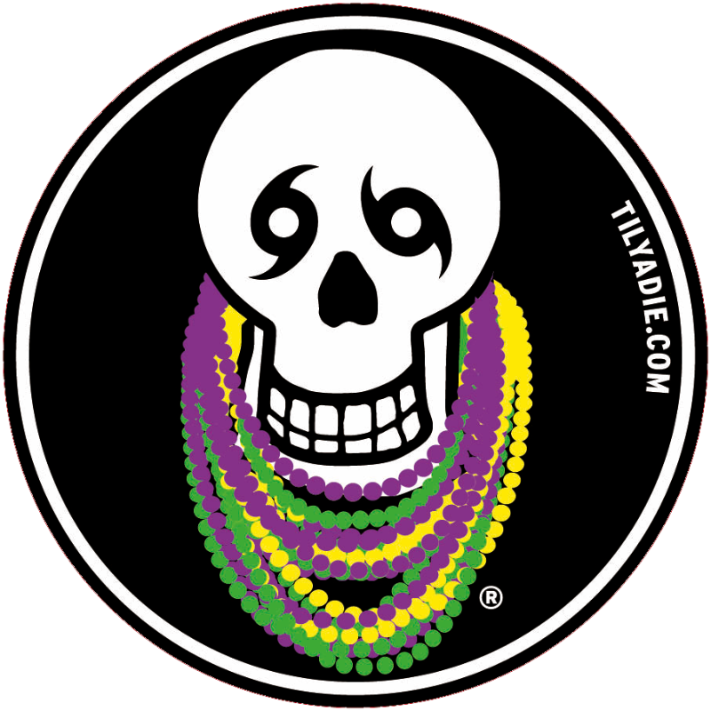 Skull w/ Beads Sticker, Mardi Gras