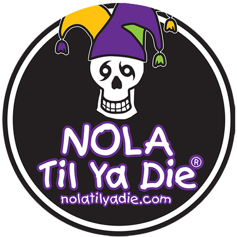 Nola Til Ya Die Skull w/ Jester Hat Sticker, Mardi Gras
