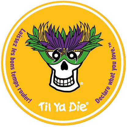 Skull w/ Mask Sticker, Mardi Gras