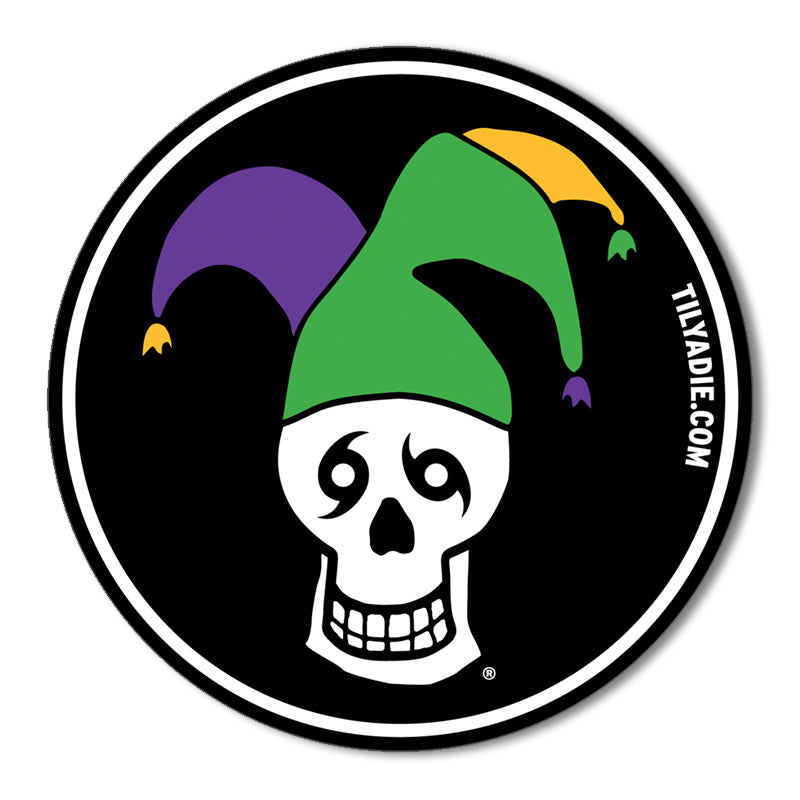 Mardi Gras Skull Jester Sticker